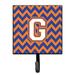 Ebern Designs Pitsburg Letter C Chevron Garnet Wall Key Organizer w/ Key Hooks Metal in Orange/Blue | 5.75 H x 4.25 W x 1.25 D in | Wayfair