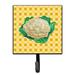 August Grove® Detlev Cauliflower on Basketweave Wall Key Organizer w/ Key Hooks Metal in Green/Yellow | 5.75 H x 4.25 W x 1.25 D in | Wayfair