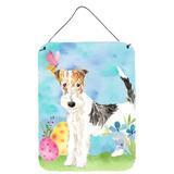 The Holiday Aisle® Easter Eggs Basset Hound Hanging Prints Wall Décor Metal in Blue/Gray | 12 H x 16 W x 0.03 D in | Wayfair