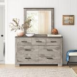 Loon Peak® Giahnna 7 Drawer Dresser w/ Mirror Wood in Brown/Gray | 38 H x 61 W x 16 D in | Wayfair 5C97B00CDA8246EEA024D689A3218B49
