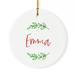 The Holiday Aisle® Classic Personalized Name Holiday Shaped Ornament Ceramic/Porcelain in Green/White | 2.75 H x 2.75 W x 0.1 D in | Wayfair