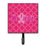 Ebern Designs Pinckneyville Breast Cancer Awareness Ribbon Believe Wall Key Organizer w/ Key Hooks in Pink | 5.75 H x 4.25 W x 1.25 D in | Wayfair