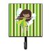 Harriet Bee Gates Fairy Stripes Wall Key Organizer w/ Key Hooks Metal in Brown/Green | 5.75 H x 4.25 W x 1.25 D in | Wayfair