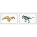 Isabelle & Max™ Aguilera Legged Dinosaurs 2-Piece Framed Art Set Paper in Green/Yellow | 8 H x 12 W x 1.5 D in | Wayfair