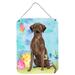 The Holiday Aisle® English Bulldog Easter Hanging Prints Wall Décor Metal in Blue/Gray/Green | 12 H x 16 W x 0.03 D in | Wayfair