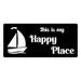 Breakwater Bay Menneken This Is My Happy Place Sail Boat Laser Cut Solid Steel Wall Sign Metal in Gray | 24 H x 24 W x 0.06 D in | Wayfair