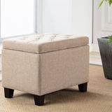 Winston Porter 24" Wide Woven Tufted Rectangle Storage Ottoman w/ Storage Faux Leather in Brown | 18 H x 24 W x 16 D in | Wayfair