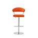 Orren Ellis Oksen Swivel Adjustable Height Bar Stool Upholstered/Leather/Metal/Faux leather in Orange | 19 W x 19 D in | Wayfair