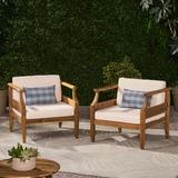 Highland Dunes Mcclurg Outdoor Patio Chair w/ Cushions Wood in White/Brown | 26.5 H x 30 W x 29.25 D in | Wayfair E1E07ECCA16B465F9DF50951802A93EF