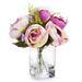 Rosdorf Park Mixed Silk Peonies Flower Arrangements in Vase Silk in White/Indigo | 11 H x 6 W x 6 D in | Wayfair 78360AB21043464585430501F25F072F