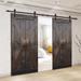 Barn Door - Calhome Paneled Wood & Metal Primed Room Divider Barn Door w/ Installation Hardware Kit Wood in Brown | 84 H x 42 W in | Wayfair