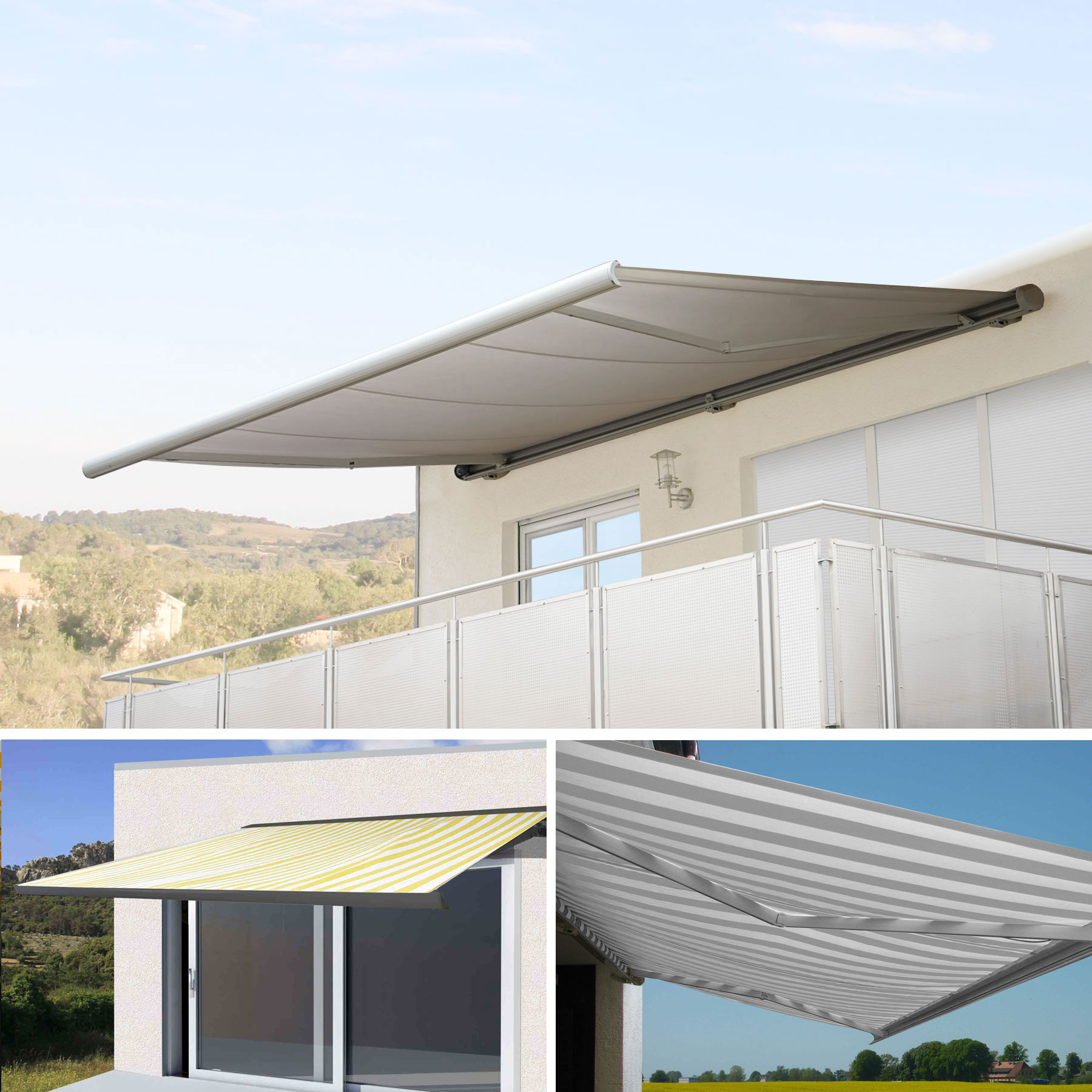 Elektrische Kassettenmarkise T123, Markise Vollkassette 4,5x3m ~ Polyester Gelb/Weiß Image