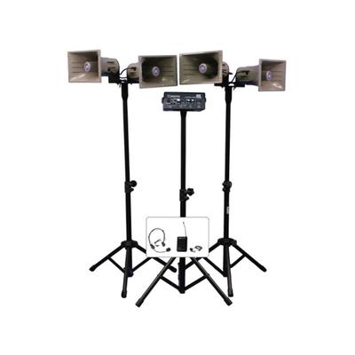 AmpliVox Wireless Quad Horn Half-Mile Hailer Kit B...