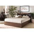 Baxton Studio Christopher Modern Rustic Walnut Brown Finished Wood Queen Size Platform Bed /w Shelves - Wholesale Interiors SEBED13015026-Columbia/Black-Queen