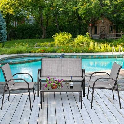 Costway - 4 tlg. Terrassenmoebel, Lounge Set Textilene, Gartenmoebel Garten Lounge Set Sitzgruppe Image