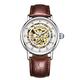 RORIOS Womens Skeleton Watch Dial Self-Winding Automatic Watch with Leather Band Women Wrist Watch
