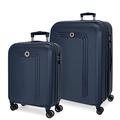 Movom Riga Blue Luggage Set 55/70 cm Rigid ABS Combination lock 109L 4 Double Wheels Hand Luggage