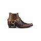 TruClothing.com Mens Real Leather Cowboy Ankle Boots Chain Western Heel Dancing - Brown 6