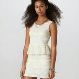 American Eagle Outfitters Dresses | American Eagle White Lace Peplum Mini Dress Boho 2 | Color: Cream/White | Size: 2