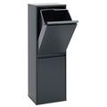 Arregui Basic Waste Bin for Waste Collecting Buckets, Steel Cabinet for Differentiated Waste, 2 Drop-Down Doors, 2 x 17 l (34 l), Dark Grey Anthracite, 90.5 x 30.5 x 24.5 cm