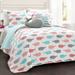 Whale Quilt Pink/Aqua 5Pc Set Full/Queen - Lush Decor 16T004808