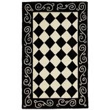 Black/White 30 x 0.25 in Area Rug - Fleur De Lis Living Brayton Hand-Hooked Wool Black/Ivory Area Rug Wool | 30 W x 0.25 D in | Wayfair