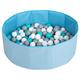 Selonis Children Colourfull Foldable Ballpit with 200 Balls, Blue:White/Grey/Turquoise
