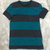 American Eagle Outfitters Shirts | Aeo Men’s Teal & Grey Striped Tee Small | Color: Blue/Gray | Size: S