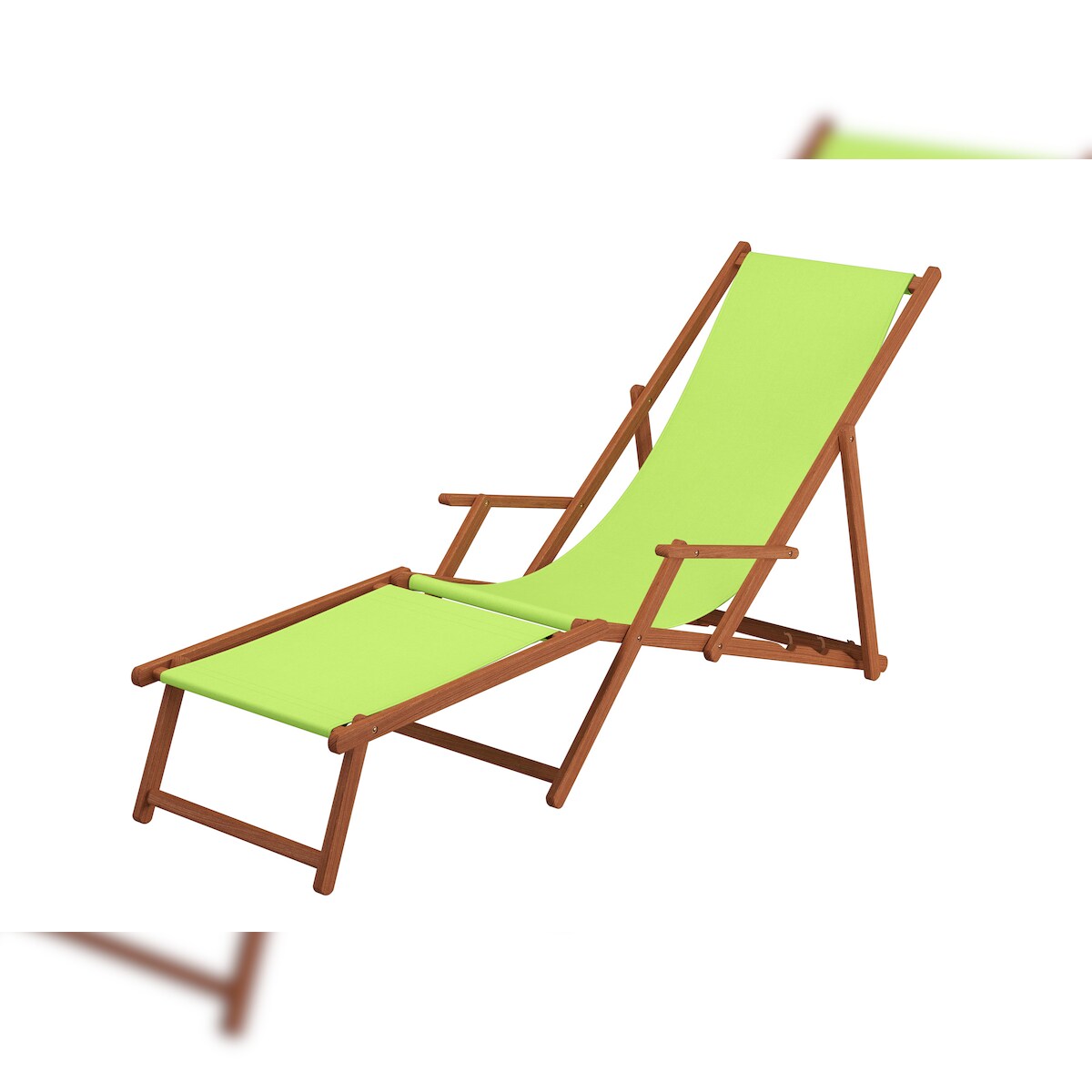 Erst-Holz Liegestuhl pistazie Fußablage Tisch Kissen Deckchair Sonnenliege Holz Gartenliege 10-306FTKD Image