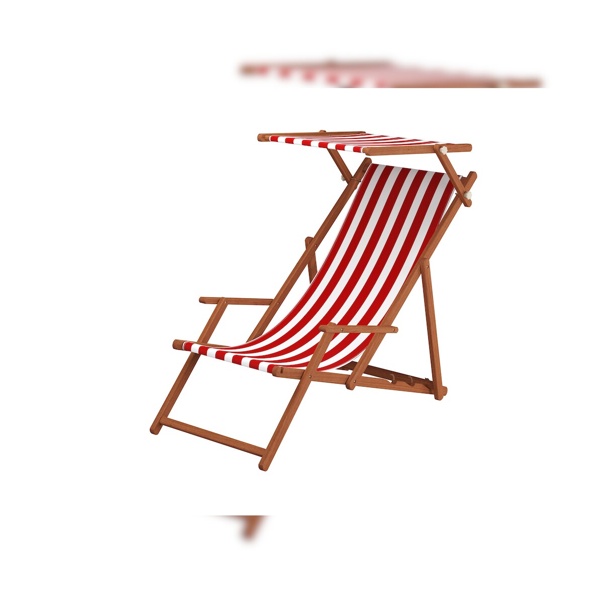 Erst-Holz Gartenliege rot-weiß Strandliege Sonnenliege Holz Relaxliege Sonnendach Strandstuhl 10-314 S Image