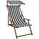 Erst-Holz Liegestuhl blau-weiß Gartenstuhl Deckchair Buche Strandstuhl Sonnendach Sonnenliege 10-317 S