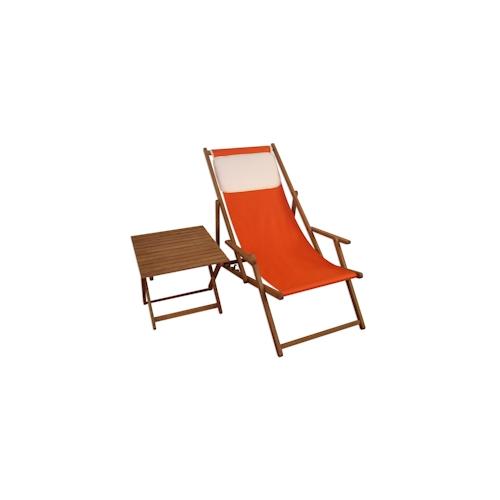 Gartenliege Liegestuhl terracotta Tisch Kissen Strandstuhl Sonnenliege Buche dunkel 10-309TKH