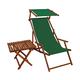Erst-Holz Sonnenliege grün Liegestuhl Sonnendach Tisch Gartenliege Holz Deckchair Strandstuhl 10-304 S T