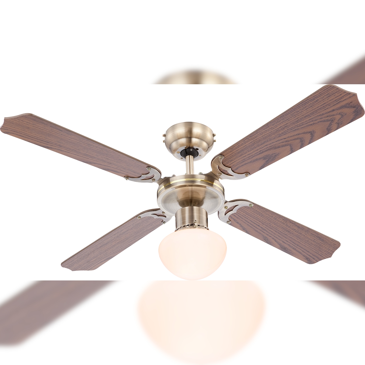 Globo Lighting CHAMPION Ventilator altmessing, 3 Stufen, rechts-links Lauf, Zugschalter,Motor 50W, D:1066, H:415, exkl. 1xE27 60W 230V Image