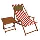 Erst-Holz Gartenliege rot-weiß Liegestuhl Tisch Kissen Sonnenliege Deckchair Buche dunkel 10-314 T KD