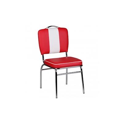 Wohnling Esszimmerstuhl Kunstleder American Diner Retro Rot Weiß Stuhl Sessel gepolstert