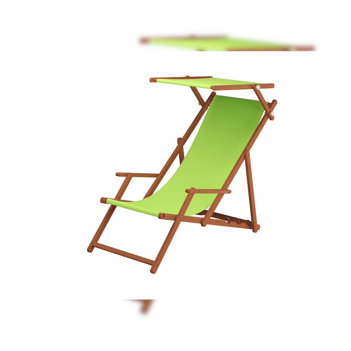 Erst-Holz Liegestuhl pistazie Buche dunkel Gartenliege Strandstuhl Sonnendach Kissen klappbar 10-306SKH Image
