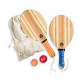 two46 Wooden Beach Bat Set - Frescobol l The trend sport from Brazil - Handmade wooden paddles (incl. beginner ball, speedball & bag)