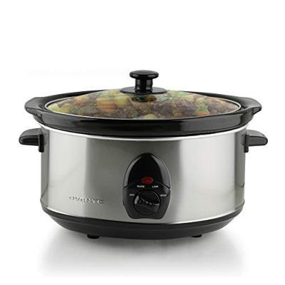 Ovente Slow Cooker Ceramic Crockpot 3.5 Liters with Heat-Tempered Glass Lid and 3 Heat Cooking Setti