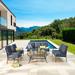 Alcott Hill® Grajeda 6 Piece Sofa Seating Group w/ Cushions Metal in Blue | 34.6 H x 68.5 W x 27.6 D in | Outdoor Furniture | Wayfair