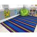 Blue/Green 144 x 90 x 0.25 in Area Rug - Kid Carpet Classic Stripes Rug Cool Blue Nylon | 144 H x 90 W x 0.25 D in | Wayfair FE809-44A