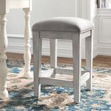 Langley Street® Astaire 26" Counter Stool Wood/Upholstered in Brown/Gray/White | 26 H x 17 W x 17 D in | Wayfair BFD35DF2AC754DE4BECA88134AEF2723