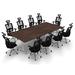 The Twillery Co.® Albia 10 Person Conference Meeting Tables w/ 10 Chairs Complete Set Wood/Metal in Brown | 30 H x 120 W x 60 D in | Wayfair