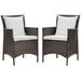 Conduit Outdoor Patio Wicker Rattan Dining Armchair Set of 2 by Modway Wicker/Rattan in Brown | 49 H x 34.5 W x 25 D in | Wayfair EEI-4030-BRN-WHI