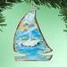 The Holiday Aisle® Tidaholm Sailboat Hanging Figurine Ornament Wood in Blue/Brown | 5.5 H x 5 W x 0.25 D in | Wayfair