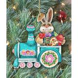 The Holiday Aisle® Tidaholm Village Train Ride Bunny Wooden Hanging Figurine Ornament Wood in Brown | 5.5 H x 5 W x 0.25 D in | Wayfair