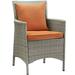 Conduit Outdoor Patio Wicker Rattan Dining Armchair Set of 2 by Modway Wicker/Rattan in Gray | 49 H x 34.5 W x 25 D in | Wayfair EEI-4027-LGR-ORA