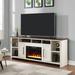 Gracie Oaks Yosel Solid Wood TV Stand for TVs up to 88" w/ Electric & Fireplace Included Wood in Brown/White | 33.5 H in | Wayfair