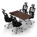 Symple Stuff Carthage 4 Person Conference Meeting Table w/ 4 Chairs Complete Set Wood/Metal in Brown | 30 H x 60 W x 30 D in | Wayfair