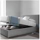 Lit coffre Carlota En tissu capitonne 140x190 cm Matelas en option Gris clair Sommier inclus - gris